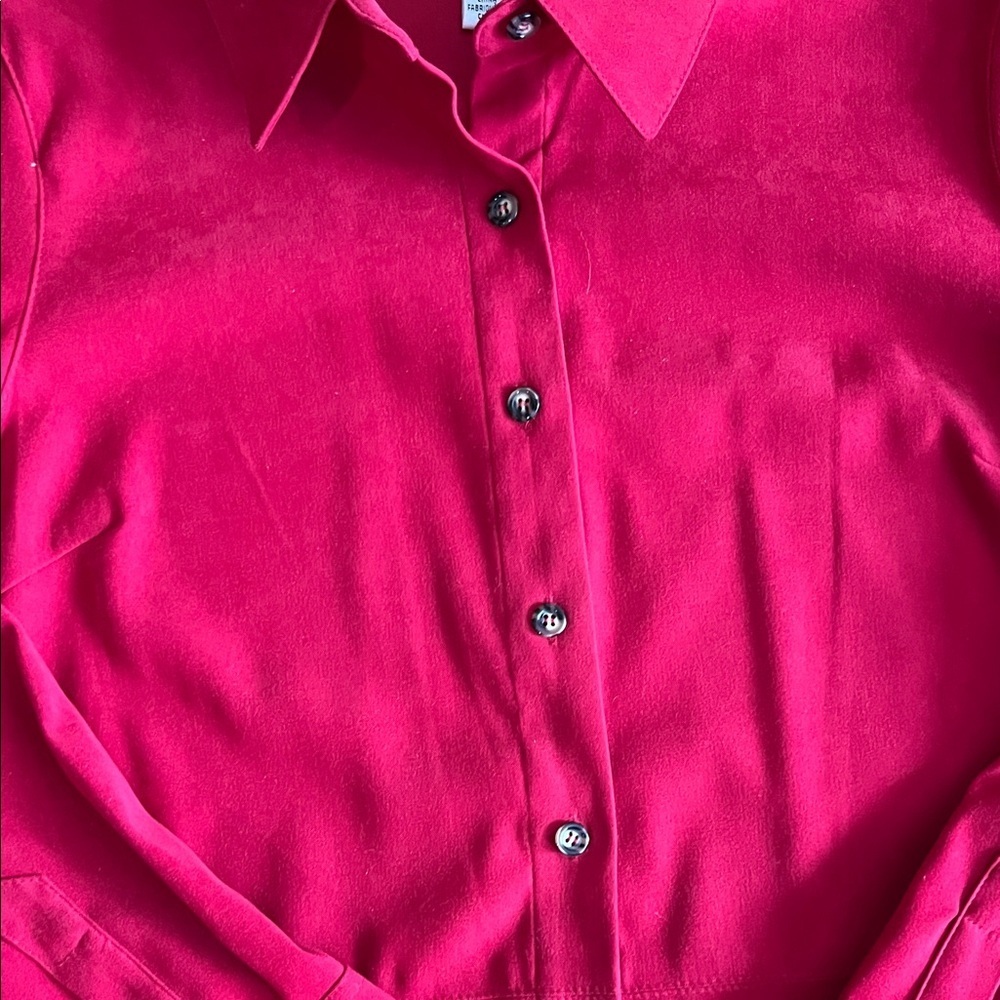 Talbots Fuchsia Button-Front Blouse - Picture 3 of 5